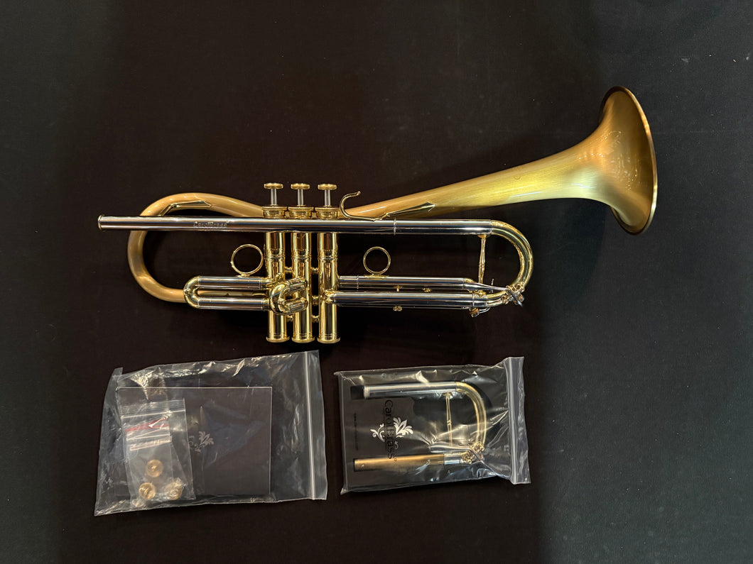 CarolBrass CTR-5284L-GLT(D) Euro-Bell Trumpet – Sterling Silver Leadpipe, Large Bore – LIKE NEW